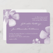 スミレ色の熱帯水彩の花の結婚式 招待状 (正面/裏面)
