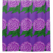 スミレ色の白い水色の花 シャワーカーテン (正面)