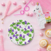 スミレ色の花の継ぎ目のない模様 ペーパープレート (パーティー)