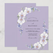 スミレ色の蘭の花弁の結婚式 招待状 (正面/裏面)