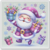 スミレ色サンタが広がる喜びの贈り物 シール (正面)