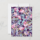 スミレ色パステルワイルドフラワー結婚の緑 サンキューカード (裏面)