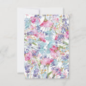 スミレ色パステルワイルドフラワー結婚の緑 サンキューカード (裏面)