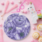 スミレ花の水彩模様 ペーパープレート (パーティー)