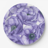 スミレ花の水彩模様 ペーパープレート (正面)