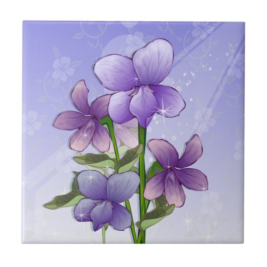 スミレ花アート タイル (正面)