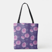 スミレ菊の花のヴィンテージ模様 トートバッグ (裏面)