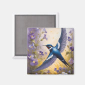 スミレ飛んでいるーの花の畑を飲み込む マグネット (正面/裏面)