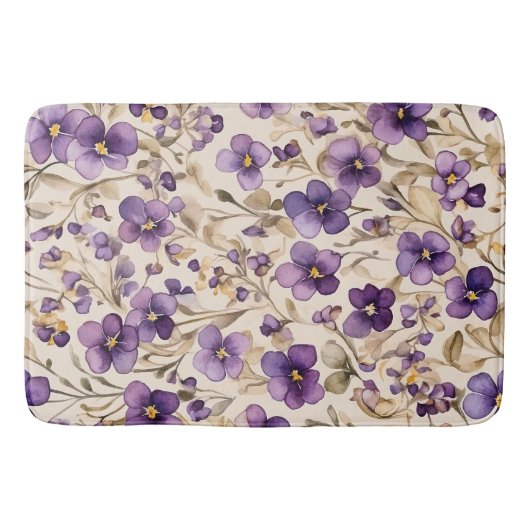 スミレ – 水彩 バスマット (正面)