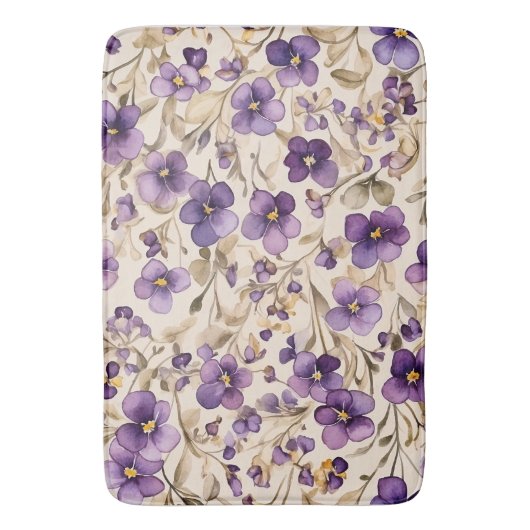 スミレ – 水彩 バスマット (正面縦)