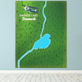 スミンゲレイクデンマークの旅行マップ キャンバスプリント (インサイチュ (ウッドフロア))