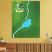 スミンゲレイクデンマークの旅行マップ キャンバスプリント (インサイチュ (リビング))