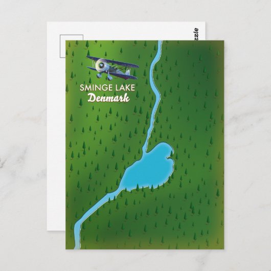 スミンゲレイクデンマークの旅行マップ ポストカード (正面/裏面)