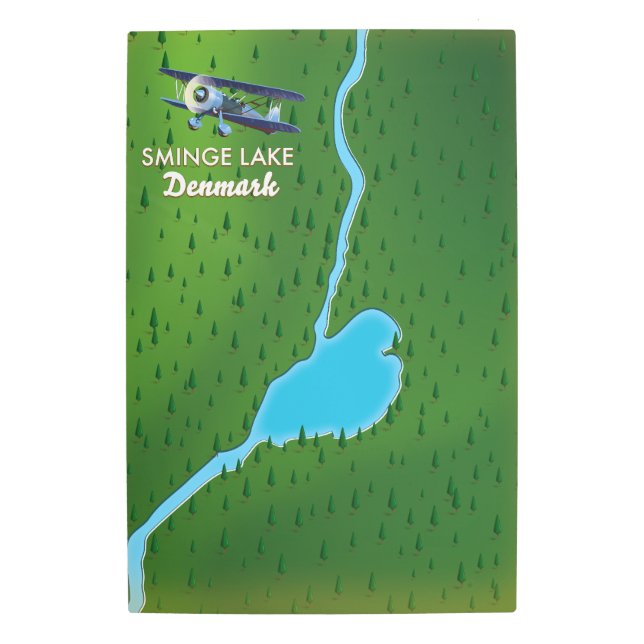 スミンゲレイクデンマークの旅行マップ メタルプリント (正面)