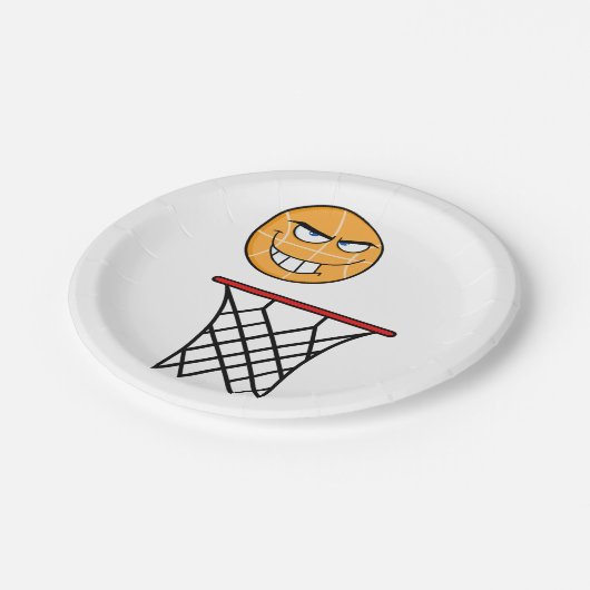 スミークおもしろいバスケットボール顔ダンキング ペーパープレート (アングル)