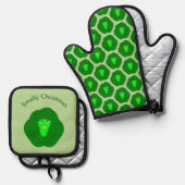 スムリークリスマスブリュッセルスプラウトカスタム 鍋つかみ&鍋敷きセット (正面/裏面)