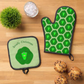 スムリークリスマスブリュッセルスプラウトカスタム 鍋つかみ&鍋敷きセット (トップダウン)