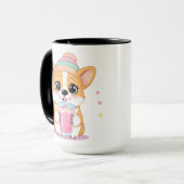 スムージーを楽しむ愛らしいコギ マグカップ (正面左)