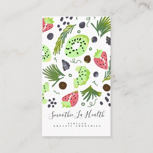 スムージーオーガニックフルーツ立ち飲み物ミルクシェイク 名刺 (正面)