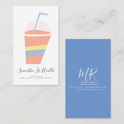 スムージーミルクシェイクフルーツスタンドがミルクシェイクを飲む 名刺 (正面/裏面)