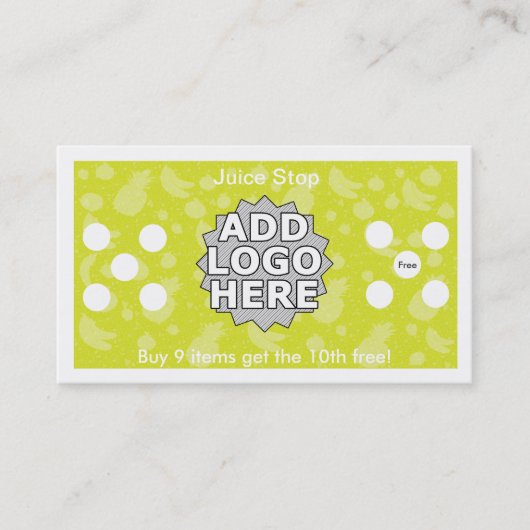 スムージー及びジュースバーの名刺のロイヤリティカード ロイヤリティカード (正面)