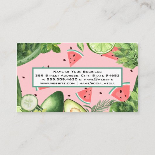 スムージー・ドリンク | 野菜と果物 名刺 (裏面)