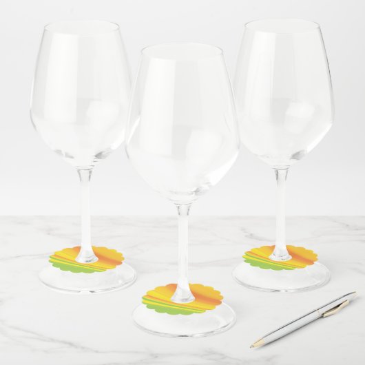 スムースイエローの緑の色のブレンド背景 ワイングラスタグ (セット)