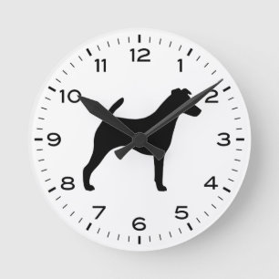 スムースキツネテリア犬がシルエットを作り出す ラウンド壁時計