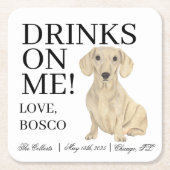 スムースクリームダシュント結婚ドッグ スクエアペーパーコースター (正面)