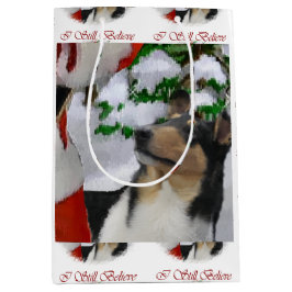 スムースコリーのクリスマス ミディアムペーパーバッグ