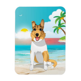 スムースコリードッグアットザビーチ マグネット