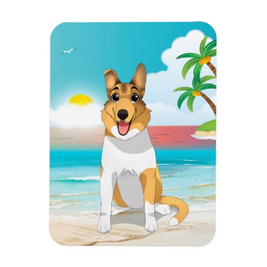 スムースコリードッグアットザビーチ マグネット (縦)