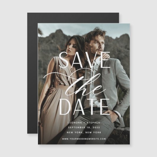 スムーススクリプト垂直方向の写真日付磁石を保存 (正面/裏面)