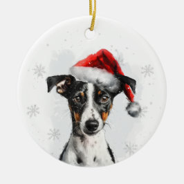 スムース・フォックス・テリアの犬のクリスマスパーソナライズデザイン セラミックオーナメント