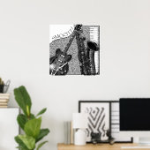 スムーズなジャズポスタースケッチ ポスター (ホームオフィス)