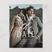 スムーズなスクリプト垂直フォトウェディング日付を保存 案内ポストカード (正面)