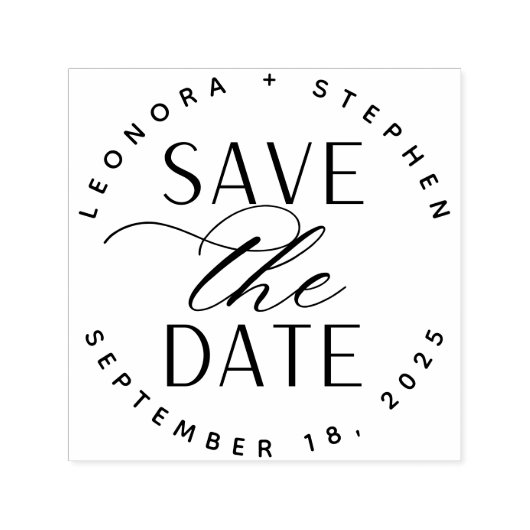 スムーズなスクリプト結婚式の日付を保存 セルフインキングスタンプ (デザイン)