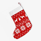 スムーズキツネテリアシルエット犬ホリデーレッド スモールクリスマスストッキング (裏面 (吊り時))