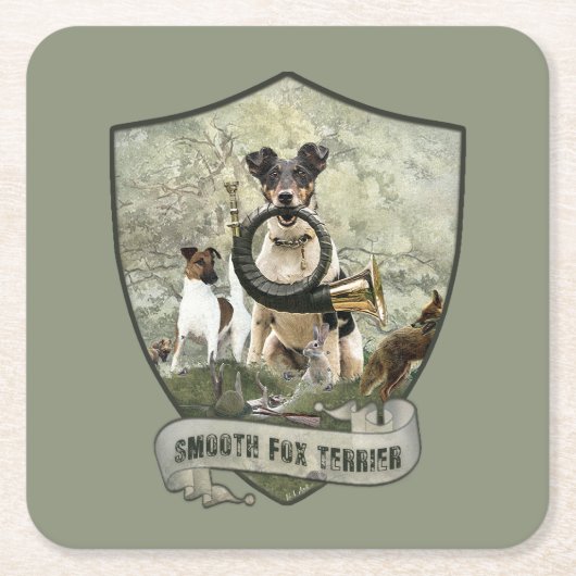 スムーズキツネテリア スクエアペーパーコースター (正面)