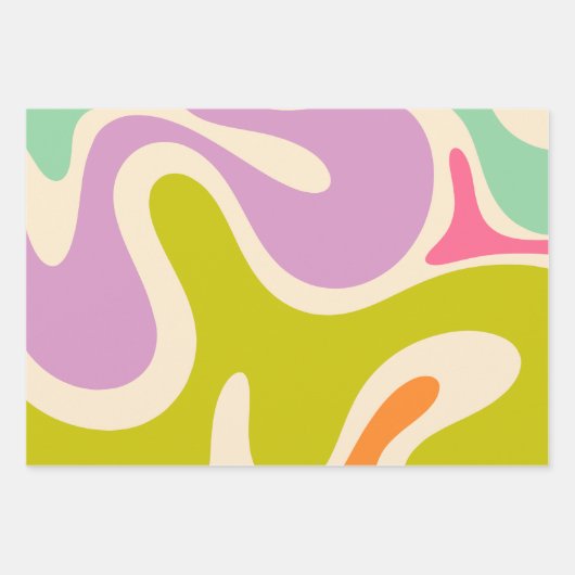 スムーズコンタートリップ(幻覚体験)のようなパステル抽象芸術 ラッピングペーパーシート (正面3)