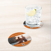 スムーズスクリプトフォトQRコード日付の保存 ラウンドペーパーコースター (インサイチュ)