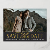 スムーズスクリプト |フォトウェディング日付を保存 箔招待状ポストカード (正面)