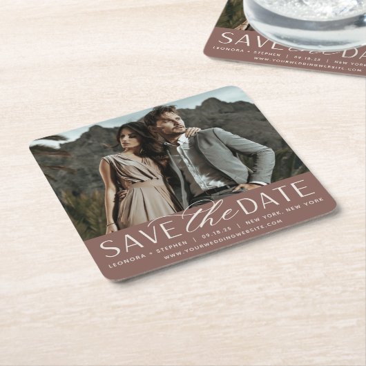 スムーズスクリプト |写真の日付の保存 スクエアペーパーコースター (アングル)