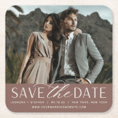 スムーズスクリプト |写真の日付の保存 スクエアペーパーコースター (正面)