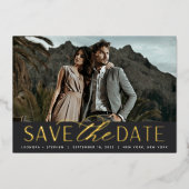 スムーズスクリプト |写真独身の日付の保存 箔招待状 (正面)