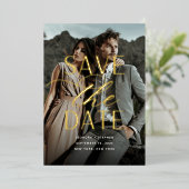 スムーズスクリプト |縦方向の写真の日付を保存 箔招待状 (立ち正面)