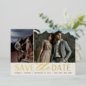 スムーズスクリプト | 2つの写真の日付を保存 箔招待状 (立ち正面)