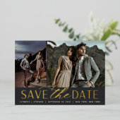 スムーズスクリプト | 2つの写真の日付を保存 箔招待状 (立ち正面)