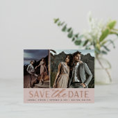 スムーズスクリプト | 2フォトウェディング日付を保存 箔招待状ポストカード (立ち正面)