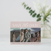 スムーズスクリプト | 3枚のフォトウェディング日付を保存 案内ポストカード (スタンド正面)